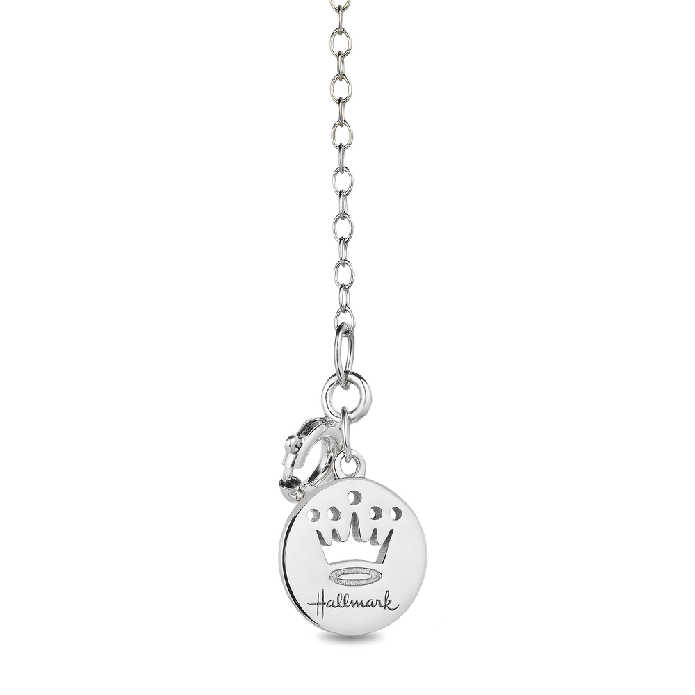 Hallmark Fine Jewelry Butterfly Wing Pendant in Aurora Borealis Blue Carved Mother of Pearl and Sterling Silver with Diamonds