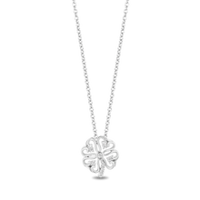 Load image into Gallery viewer, Hallmark Fine Jewelry Lace Four Leaf Clover Pendant in Sterling Silver with Diamonds
