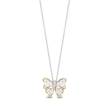 Load image into Gallery viewer, Hallmark Fine Jewelry Gilded Lace Butterfly Pendant in Sterling Silver &amp; 14K Yellow Gold with Diamonds
