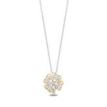 Load image into Gallery viewer, Hallmark Fine Jewelry Gilded Lace Four Leaf Clover Pendant in Sterling Silver and 14K Yellow Gold with Diamonds

