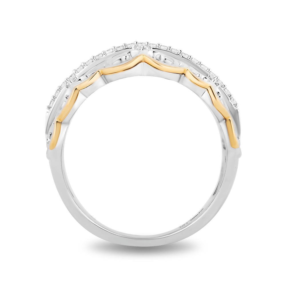 Hallmark Fine Jewelry Fanciful Lace Heart Ring in Sterling Silver & 14K Yellow Gold with Diamonds