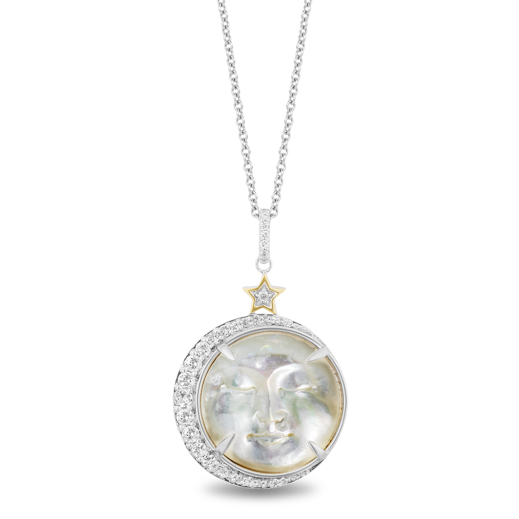 Hallmark Fine Jewelry Man In The Moon Pendant in Carved Mother of Pear