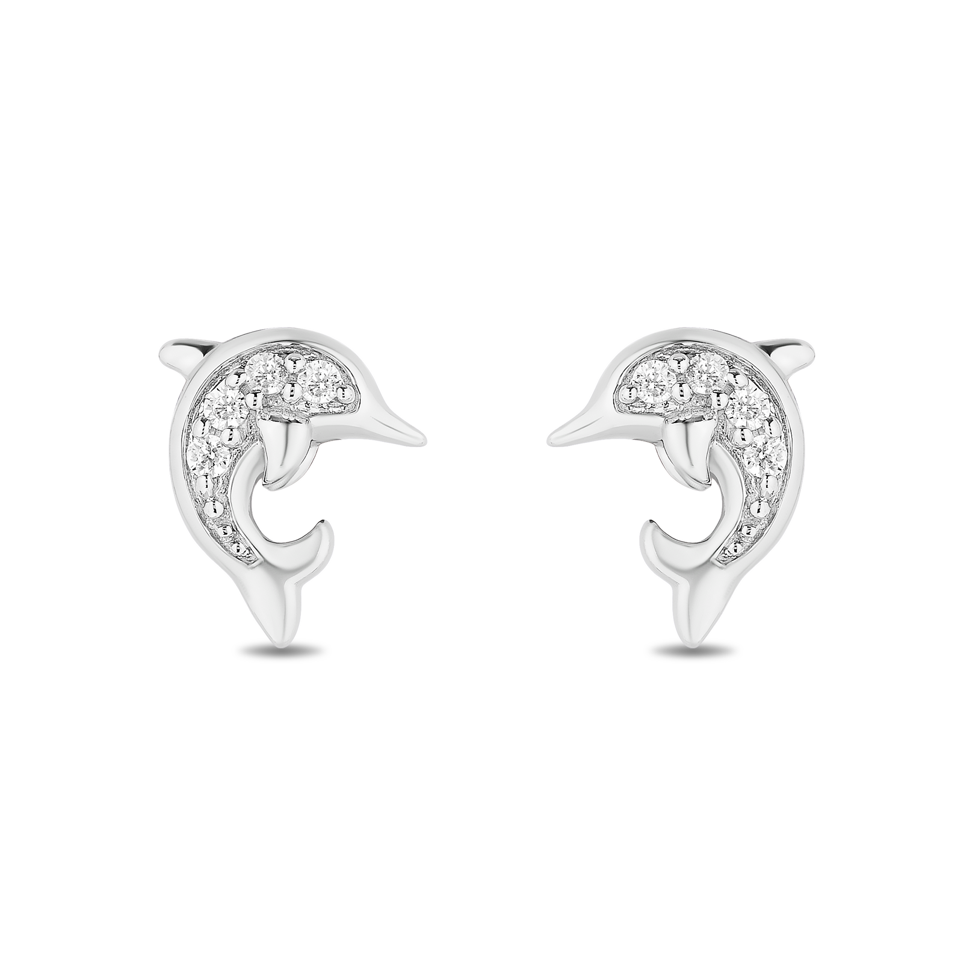 Hallmark Fine Jewelry Playful Dolphins in Sterling Silver With Diamond