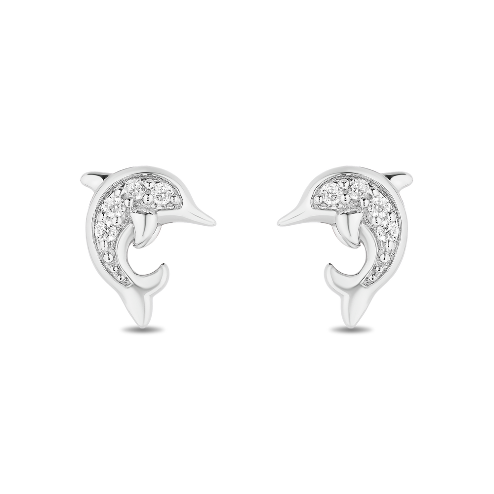 Hallmark Fine Jewelry Playful Dolphins in Sterling Silver With Diamonds