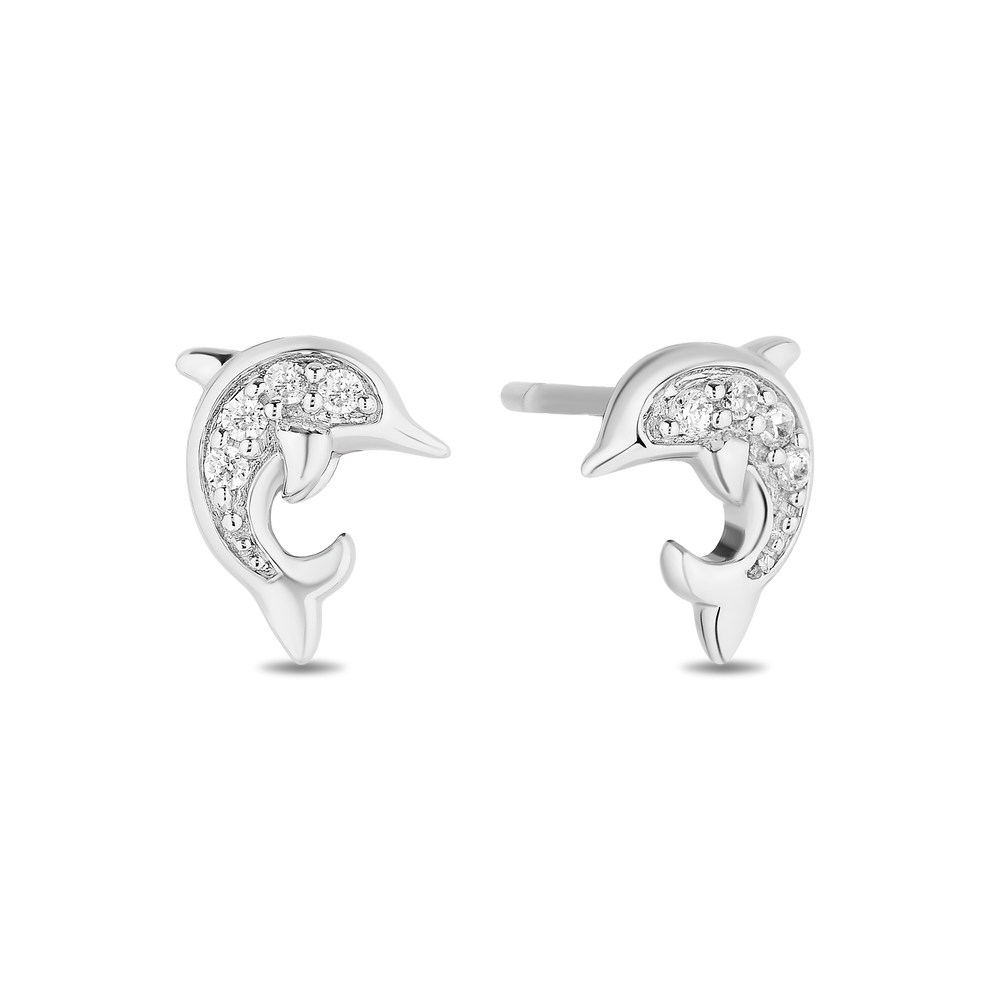 Hallmark Fine Jewelry Playful Dolphins in Sterling Silver With Diamonds