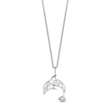 Load image into Gallery viewer, Hallmark Fine Jewelry Sea-Swirled Dolphin Pendant in Sterling Silver With Accent Diamonds
