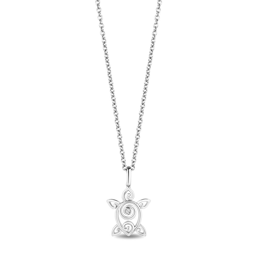 Hallmark Fine Jewerly Classic Turtle Pendant in Sterling Silver with Accent Diamonds