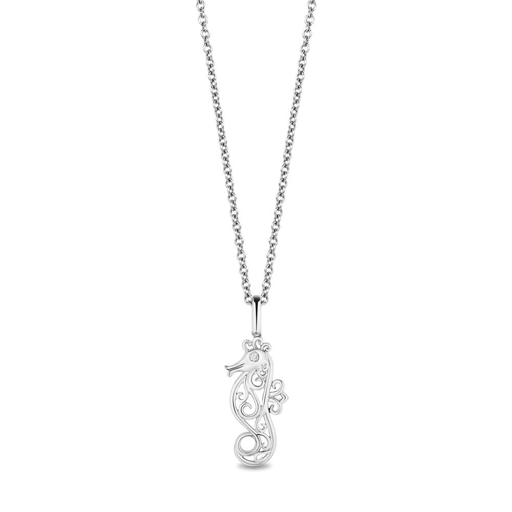 Hallmark Fine Jewerly Magical Seahorse Pendant in Sterling Silver with Accent Diamonds