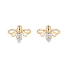 Load image into Gallery viewer, Hallmark Fine Jewelry Buzzing Bumblebee Earrings in Sterling Silver &amp; 14K Yellow Gold with Diamonds
