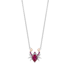 Load image into Gallery viewer, Hallmark Fine Jewelry Sterling Silver and 14K Rose Gold Created Ruby Crab Necklace
