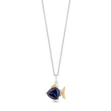 Load image into Gallery viewer, Hallmark Fine Jewelry Sterling Silver and 14K Yellow Gold Blue Tang Fish Pendant in Created Blue Sapphire
