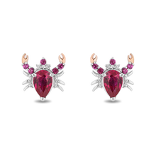 Load image into Gallery viewer, Hallmark Fine Jewelry Sterling Silver and 14K Rose Gold Created Ruby Crab Earrings
