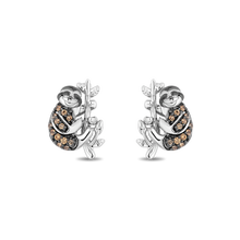 Load image into Gallery viewer, Hallmark Fine Jewelry Sloth Earrings in Sterling Silver with Champagne Diamonds
