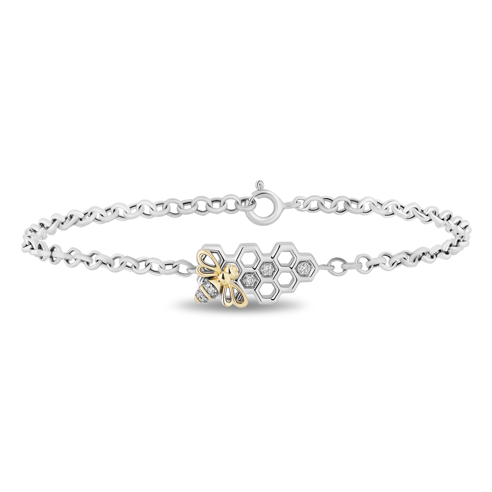Hallmark Fine Jewelry Honeybee Bracelet in Sterling Silver and 14K Yellow Gold