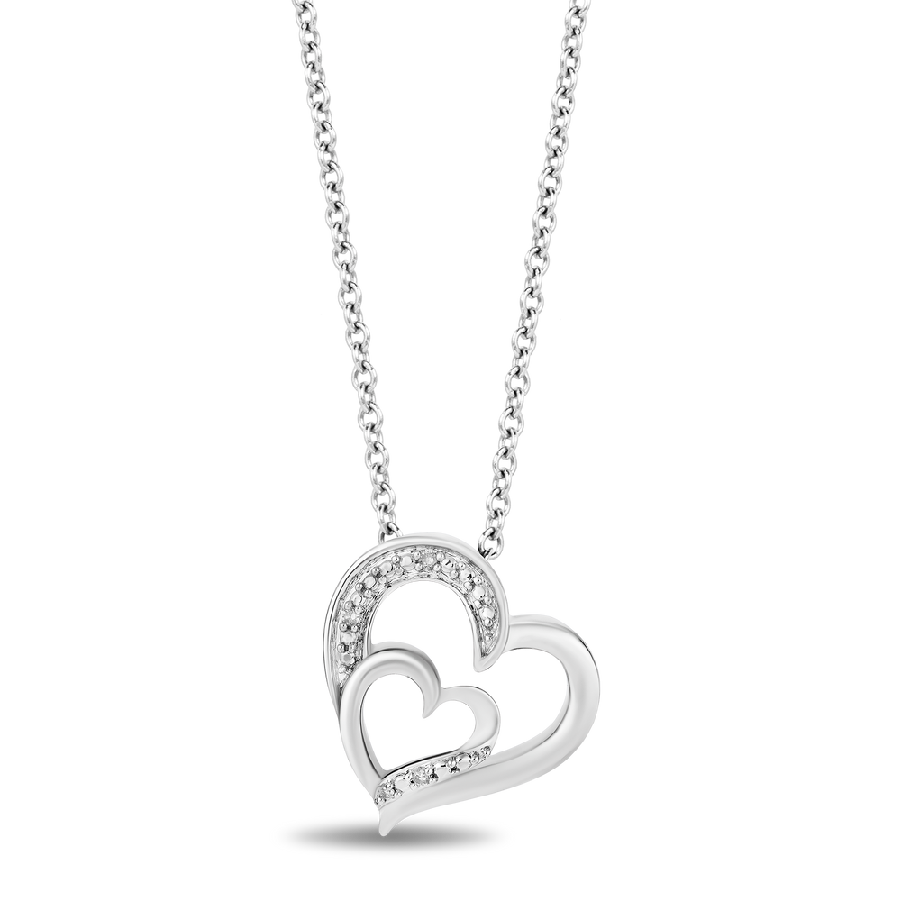 Hallmark Fine Jewelry Sterling Silver Diamond Heart Earrings and Necklace Box Set