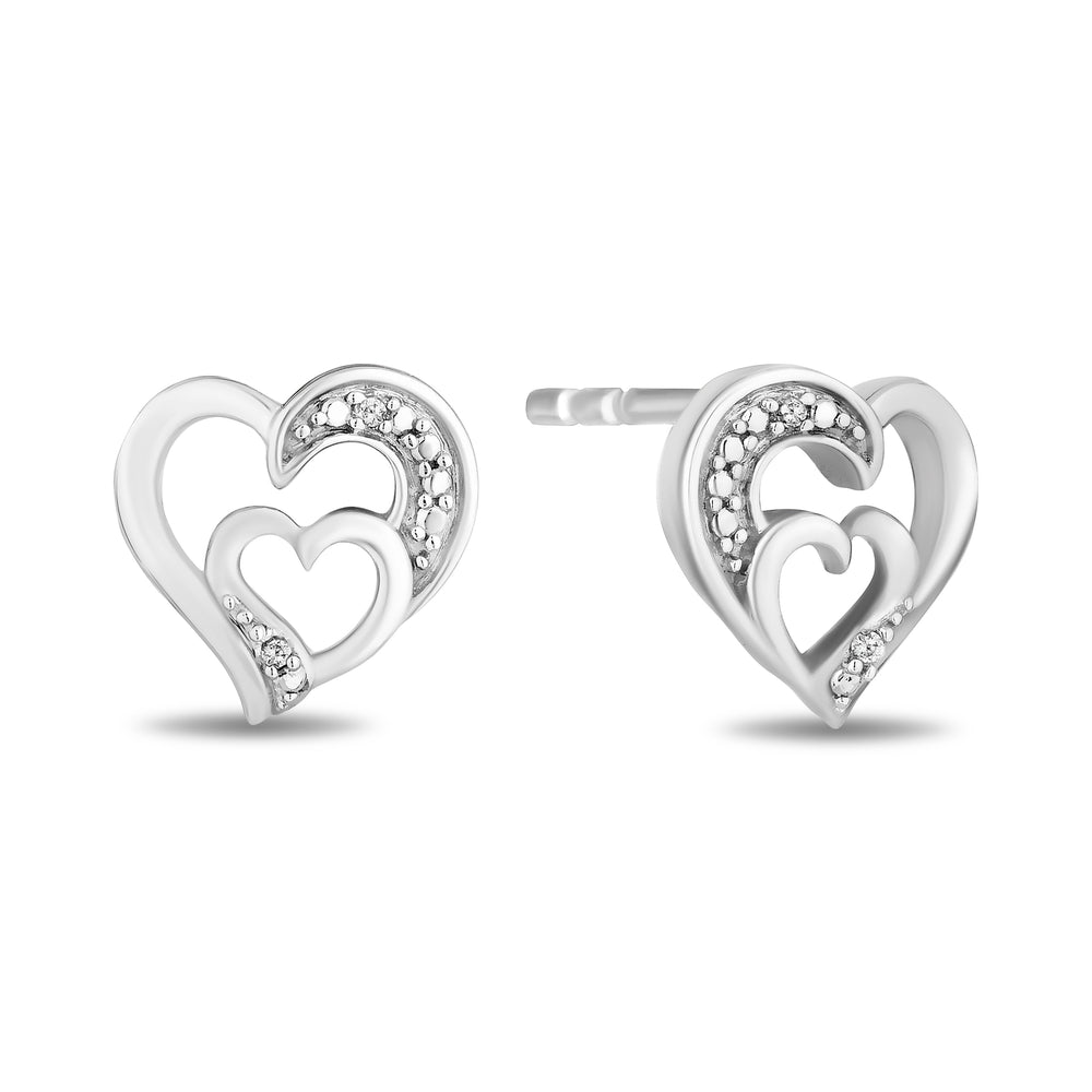 Hallmark Fine Jewelry Sterling Silver Diamond Heart Earrings and Necklace Box Set