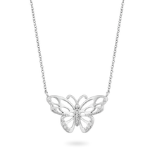 Load image into Gallery viewer, Hallmark Fine Jewelry Butterfly Diamond Necklace in Sterling Silver with 1/5 CTTW View 1
