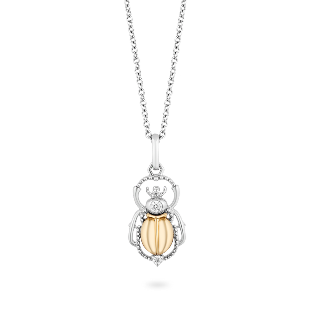 Hallmark Fine Jewelry Scarab Beetle Diamond Pendant in Sterling Silver & Yellow Gold View 1