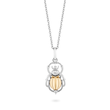 Load image into Gallery viewer, Hallmark Fine Jewelry Scarab Beetle Diamond Pendant in Sterling Silver &amp; Yellow Gold View 1
