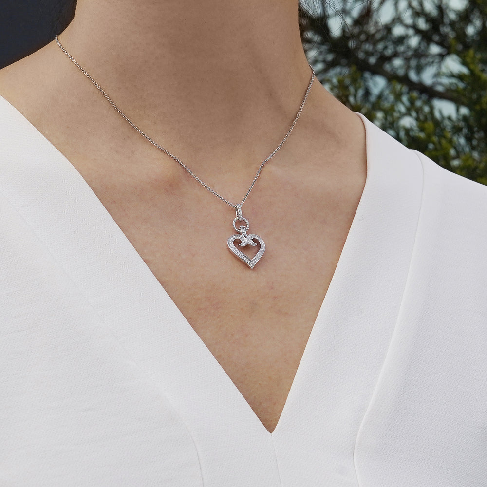 Hallmark Fine Jewelry Large Diamond Follow Your Heart Pendant in Sterling Silver