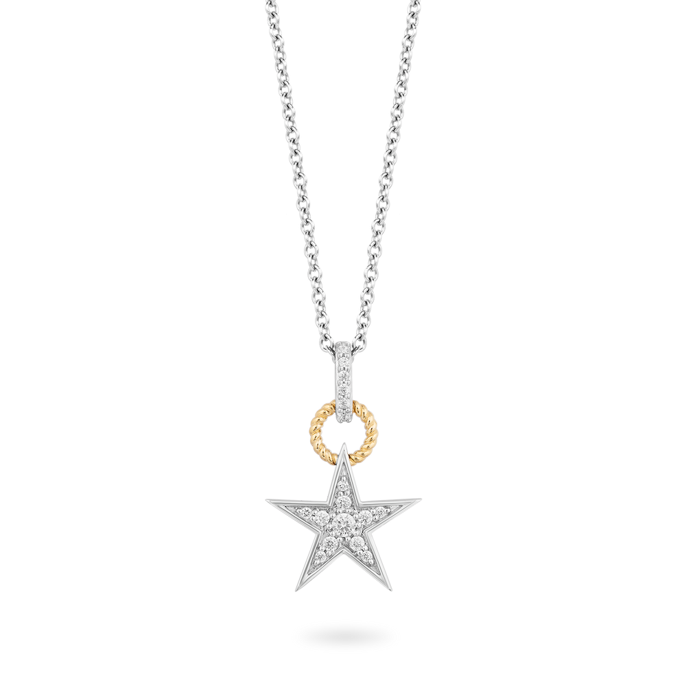 Hallmark Fine Jewelry Star Diamond Pendant in Sterling Silver & Yellow Gold View 1
