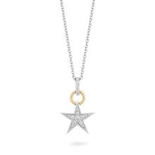 Load image into Gallery viewer, Hallmark Fine Jewelry Star Diamond Pendant in Sterling Silver &amp; Yellow Gold View 1
