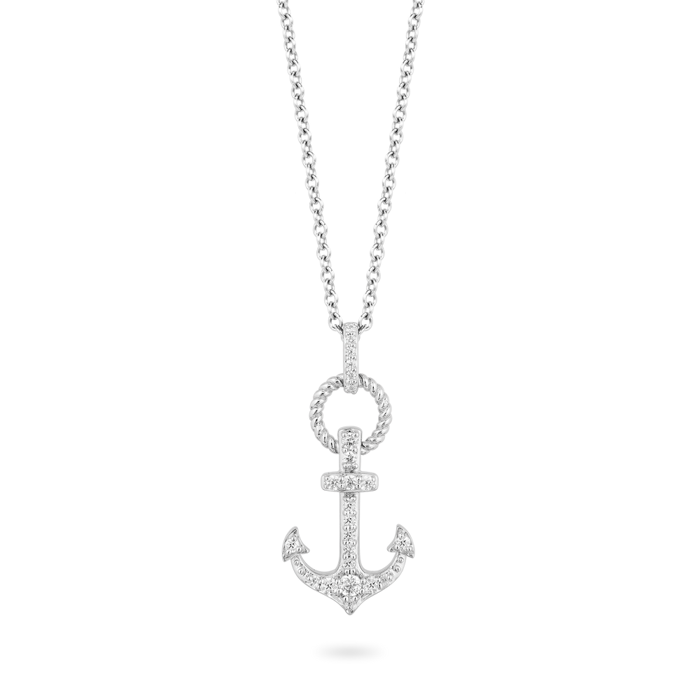 Hallmark Fine Jewelry Anchor Diamond Pendant in Sterling Silver With 1/3 CTTW View 1
