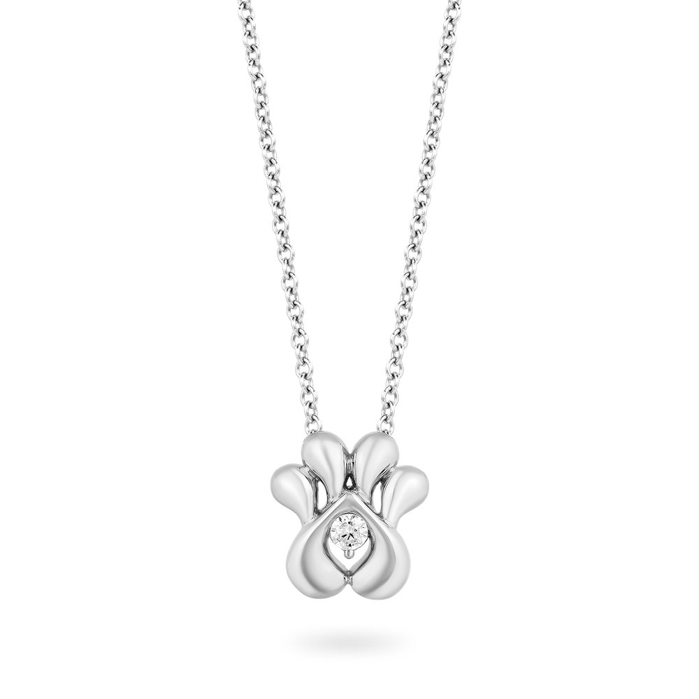 Hallmark Fine Jewelry Puppy Paw Diamond Pendant in Sterling Silver Diamonds in Center View 1