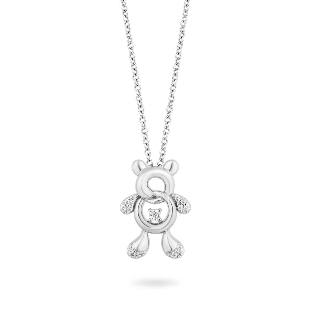 Hallmark Fine Jewelry Tiny Teddy bear Diamond Pendant in Sterling Silver View 1