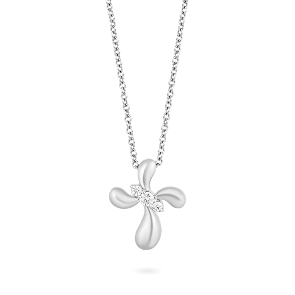 Hallmark Fine Jewelry Contemporary Cross Diamond Pendant in Sterling Silver of Sparkling Diamonds in View 1