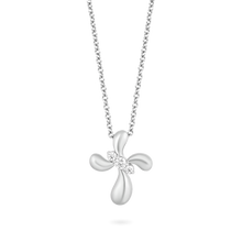 Load image into Gallery viewer, Hallmark Fine Jewelry Contemporary Cross Diamond Pendant in Sterling Silver of Sparkling Diamonds in View 1
