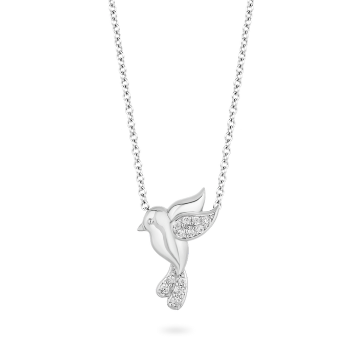 Hallmark Fine Jewelry Petite Hummingbird Diamond Pendant in Sterling Silver View 1