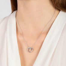 Load image into Gallery viewer, Hallmark Fine Jewelry Hugging Heart Pendant in Sterling Silver with 1/6 Cttw of Diamonds
