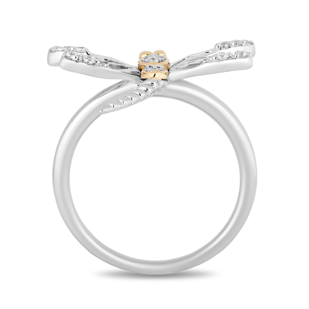 Hallmark Fine Jewelry Dragonfly Diamond Ring in Sterling Silver & Yellow Gold with 1/6 CTTW View 1