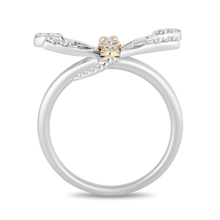 Load image into Gallery viewer, Hallmark Fine Jewelry Dragonfly Diamond Ring in Sterling Silver &amp; Yellow Gold with 1/6 CTTW View 1
