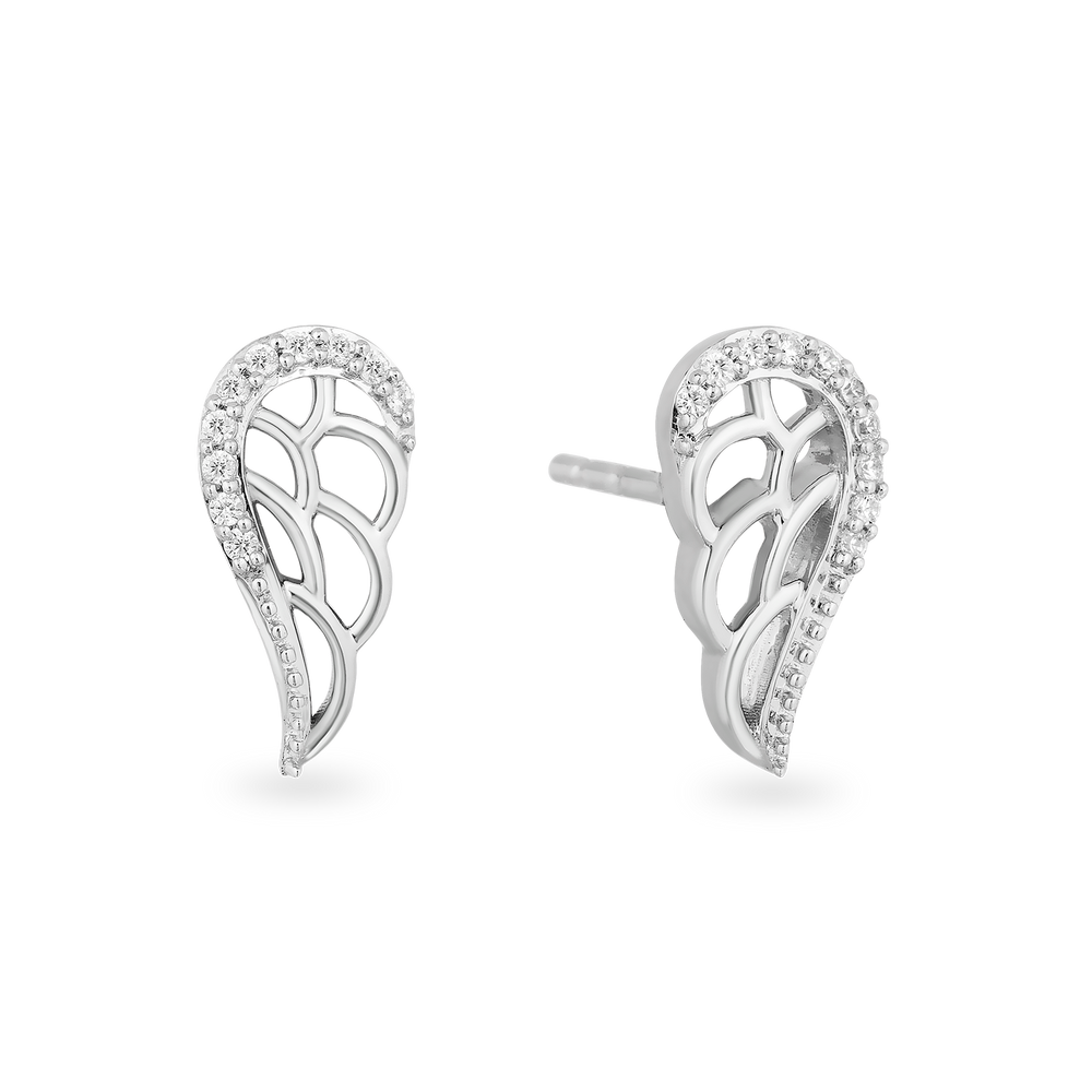 Hallmark Fine Jewelry Soaring Wing Stud Earrings in Sterling Silver with Diamonds