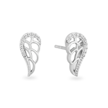 Load image into Gallery viewer, Hallmark Fine Jewelry Soaring Wing Stud Earrings in Sterling Silver with Diamonds
