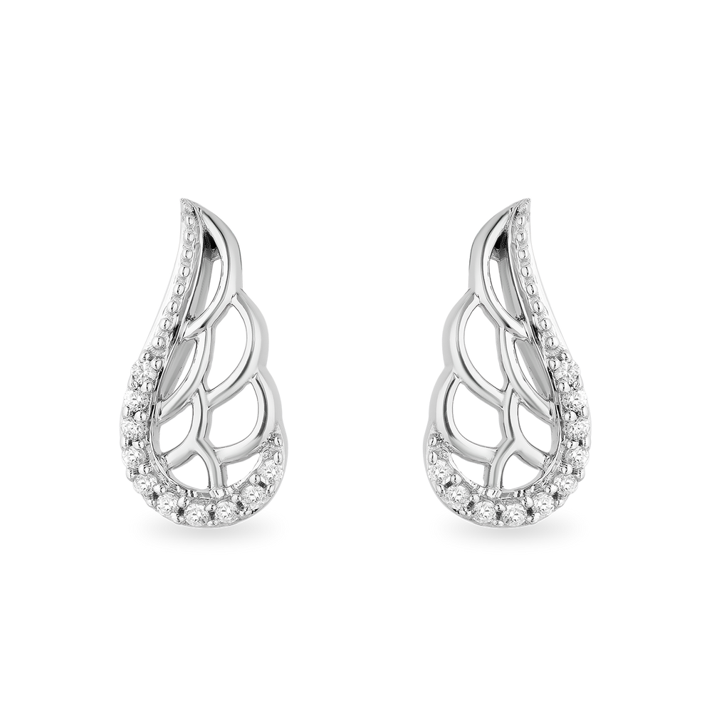 Hallmark Fine Jewelry Take Flight Wing Stud Diamond Earrings in Sterling Silver View 1