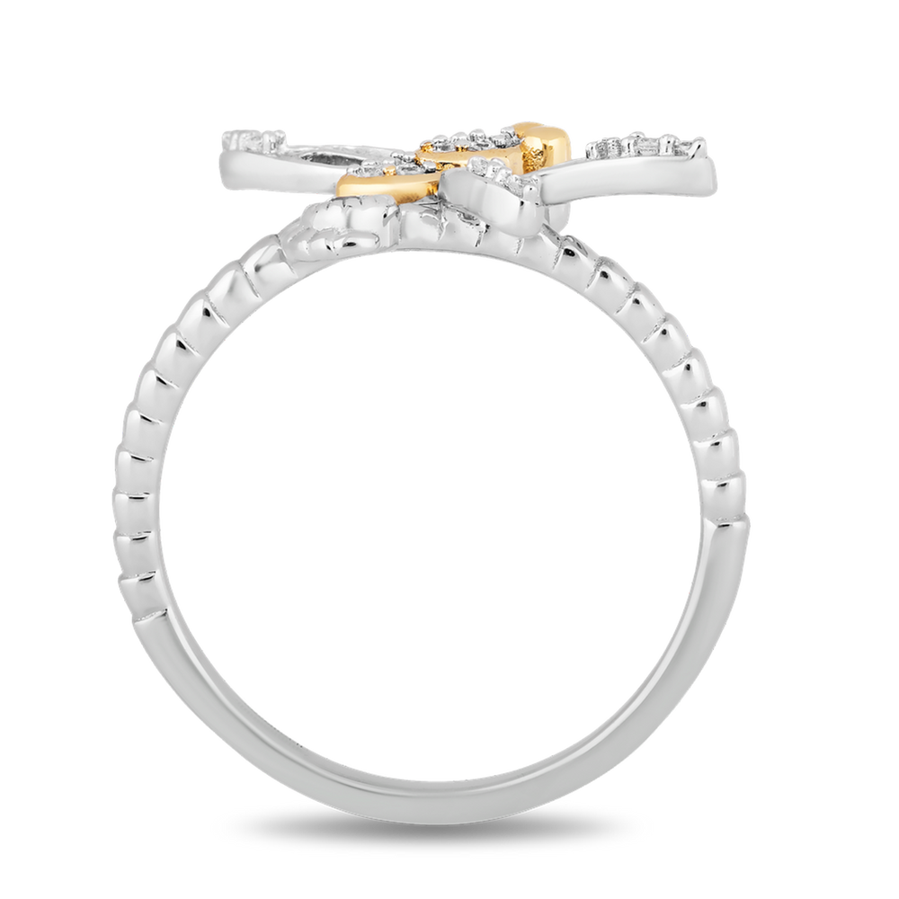 Hallmark Fine Jewelry Dragonfly Diamond Ring in Sterling Silver & Yellow Gold View 1