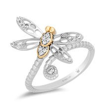 Load image into Gallery viewer, Hallmark Fine Jewelry Dragonfly Diamond Ring in Sterling Silver &amp; Yellow Gold View 1
