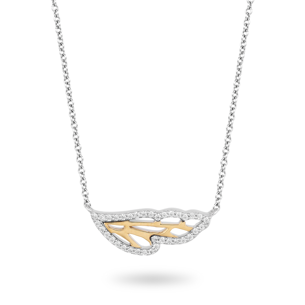 Hallmark Fine Jewelry Wing Diamond Necklace in Sterling Silver & Yellow Gold with 1/5 CTTW View 1
