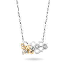 Load image into Gallery viewer, Hallmark Fine Jewelry Honey Bee Diamond Necklace in Sterling Silver &amp; Yellow Gold View 1
