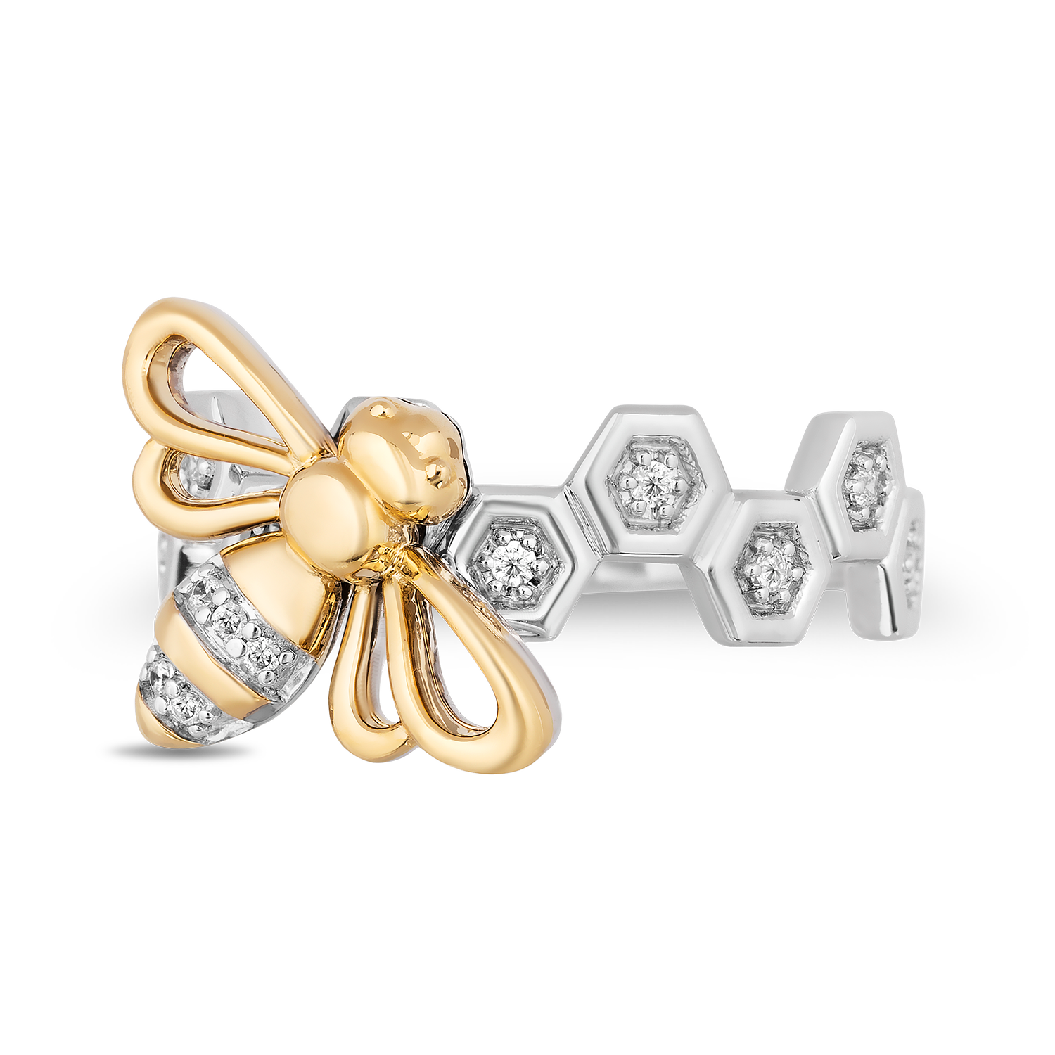 Hallmark Fine Jewelry Honey Bee Diamond Ring in Sterling Silver