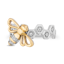 Load image into Gallery viewer, Hallmark Fine Jewelry Honey Bee Diamond Ring in Sterling Silver &amp; Yellow Gold with 1/10 CTTW View 1
