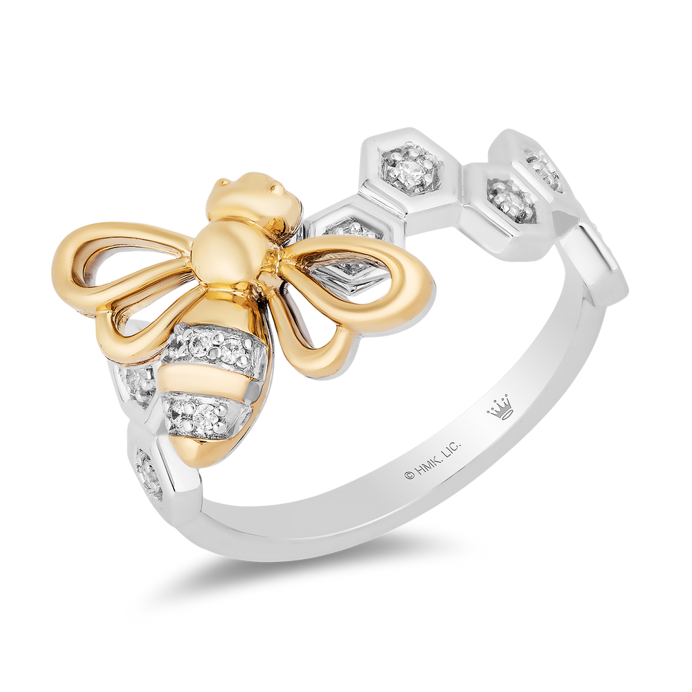Hallmark Fine Jewelry Honey Bee Diamond Ring in Sterling Silver & Yellow Gold with 1/10 CTTW View 1