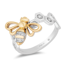 Load image into Gallery viewer, Hallmark Fine Jewelry Honey Bee Diamond Ring in Sterling Silver &amp; Yellow Gold with 1/10 CTTW View 1
