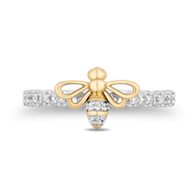 Load image into Gallery viewer, Hallmark Fine Jewelry Honey Bee Diamond Ring In Sterling Silver &amp; Yellow Gold View 1
