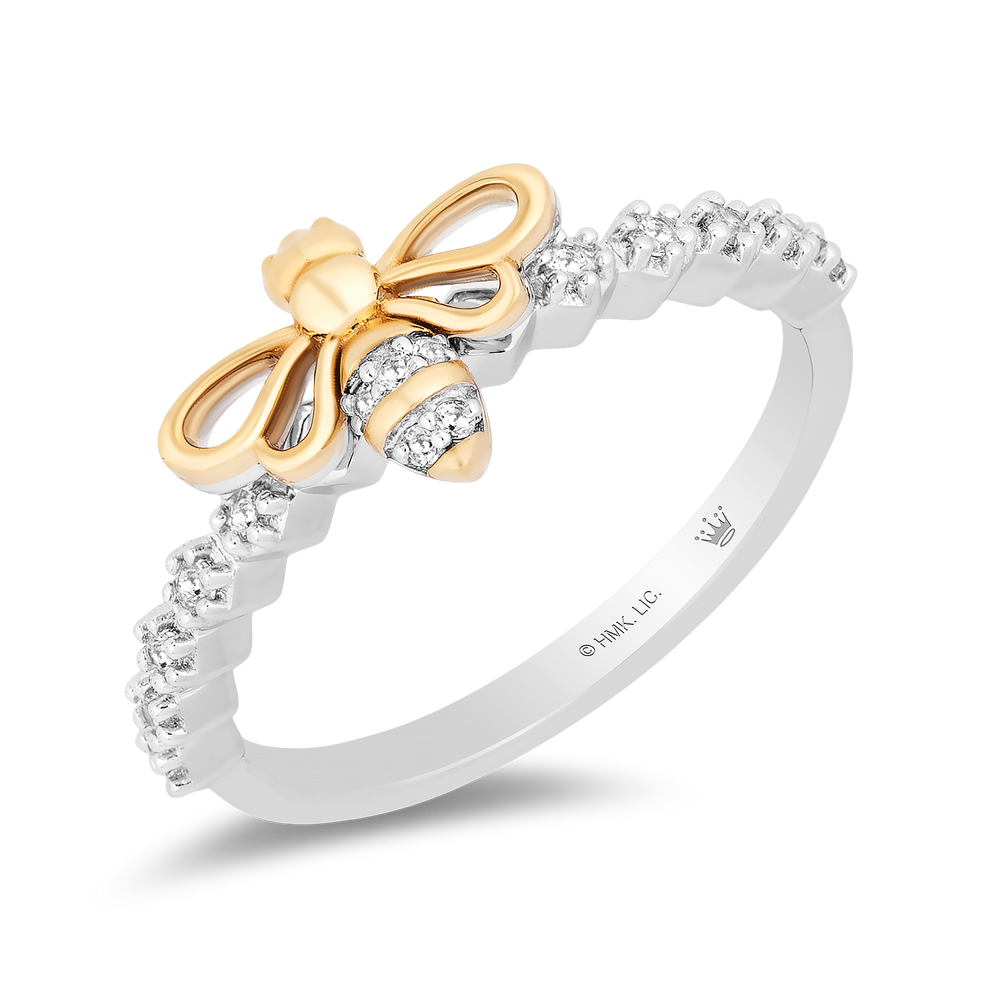 Hallmark Fine Jewelry Honey Bee Diamond Ring In Sterling Silver & Yellow Gold View 1