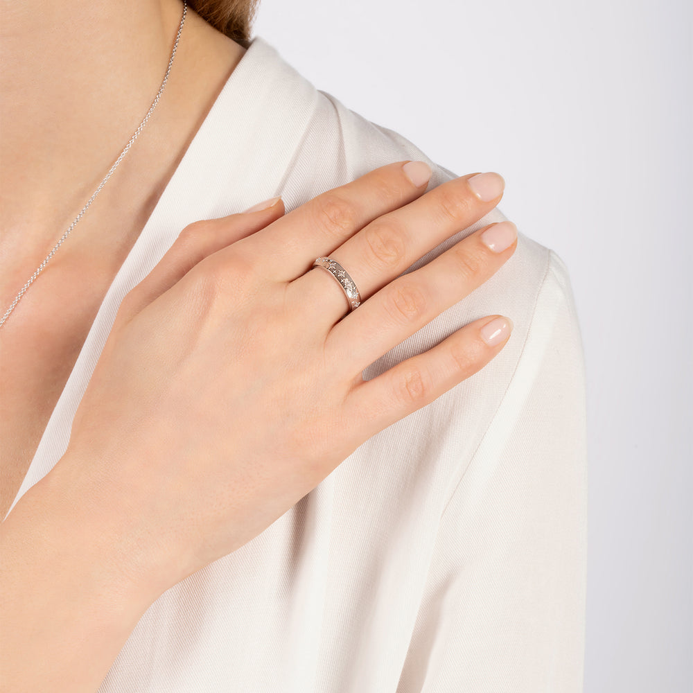 Hallmark Fine Jewelry Star Studded Eternity Band in Sterling Silver with Diamonds