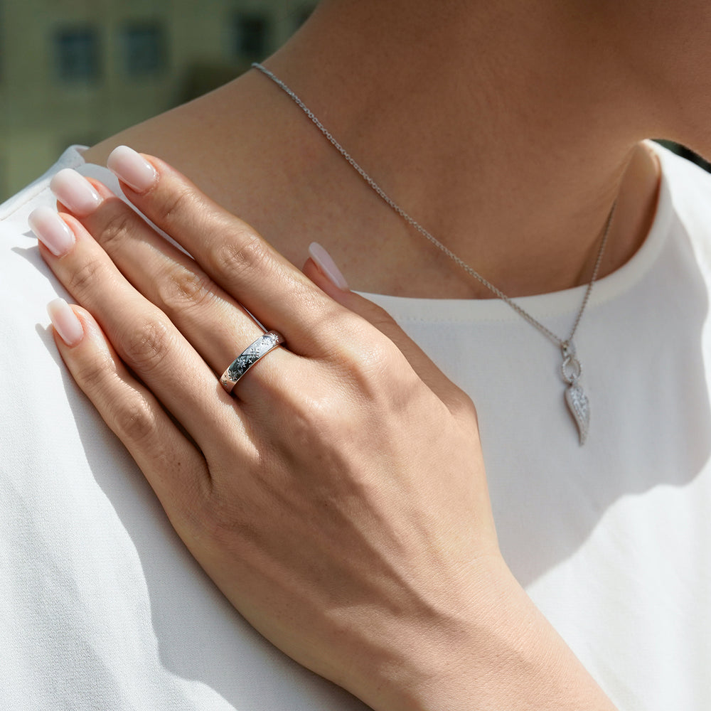 Hallmark Fine Jewelry Star Studded Eternity Band in Sterling Silver with Diamonds